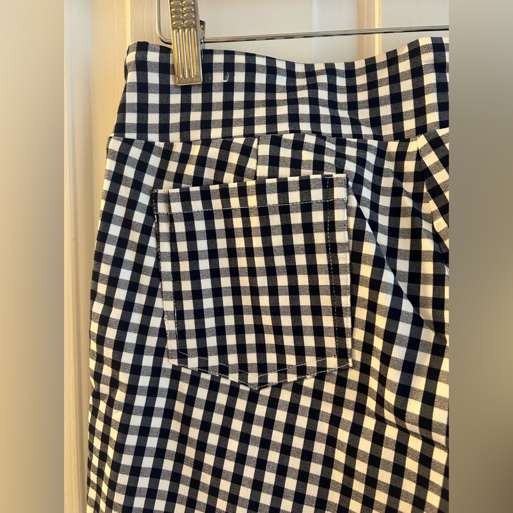 J. McLaughlin Navy Gingham Stretch Pull On Pants Size 6 - Picture 7 of 8
